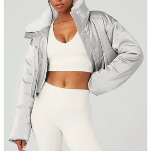 Silver crop jacket.
